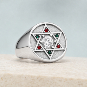 Bague Magen David argentée – Étoile de David sertie
