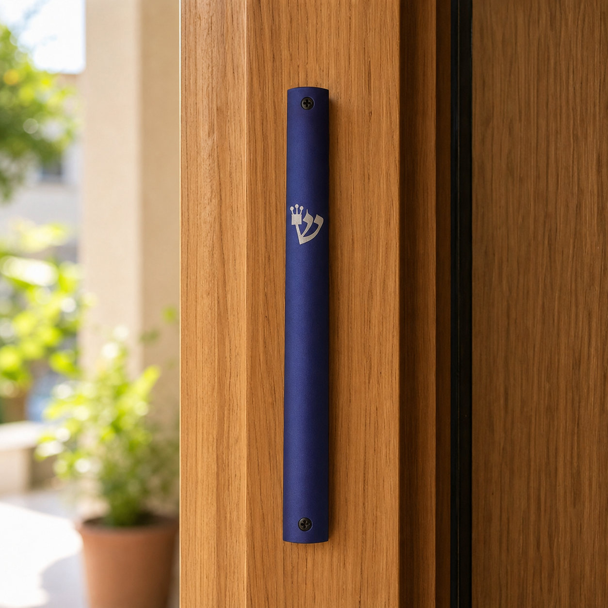 Boîtier de mezouzah bleu en aluminium – 17 cm – Image 3