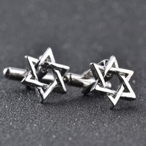 Boutons de manchette argentés en forme de Magen David