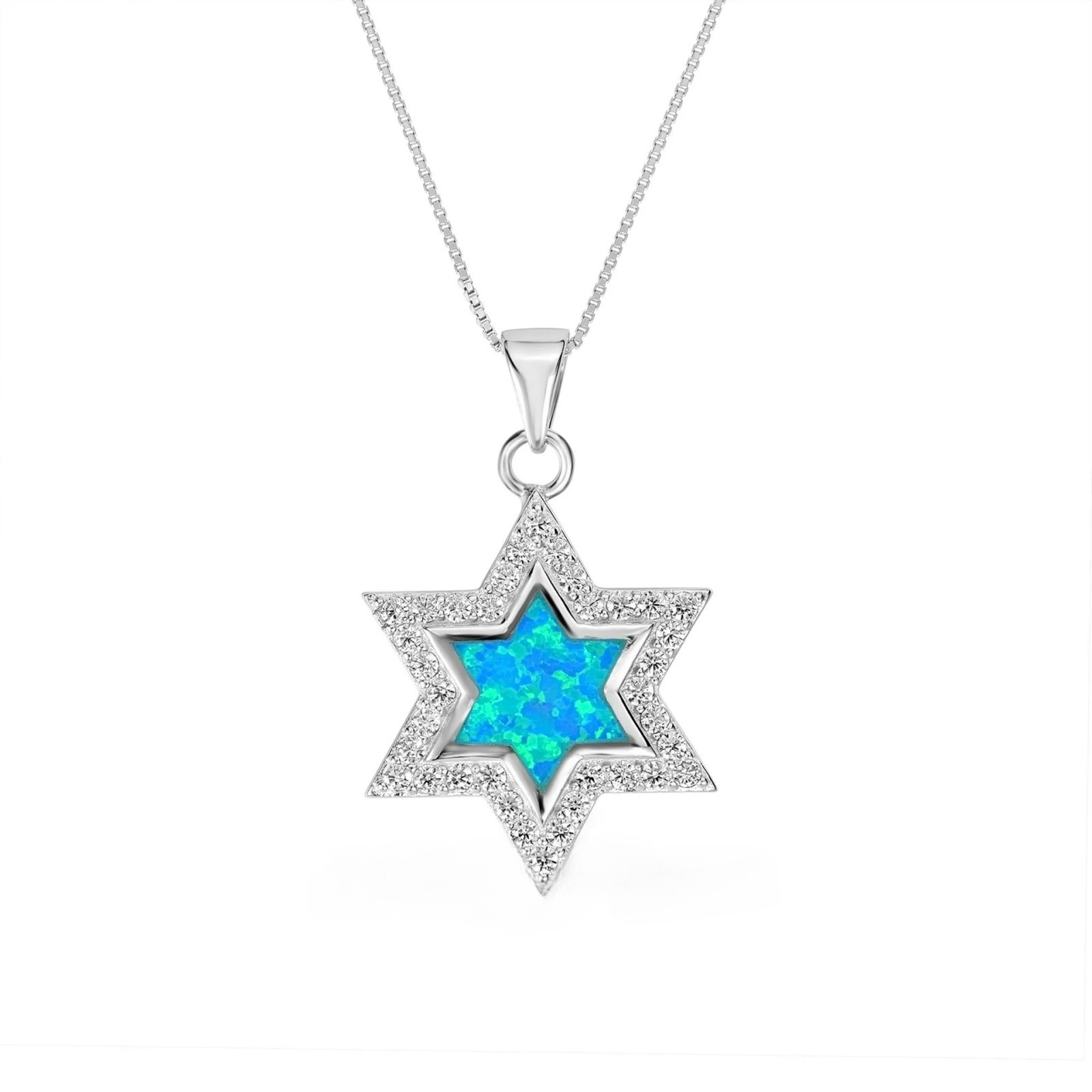 Collier Magen David opale bleue argent?