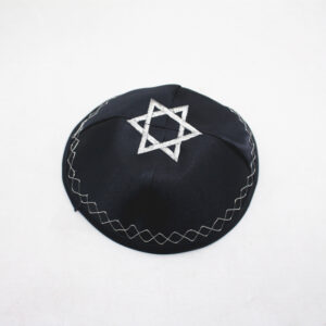 Kippa noire Étoile de David brodée