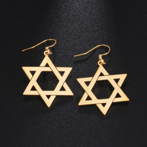 Boucles d’oreilles Magen David creuses dorées