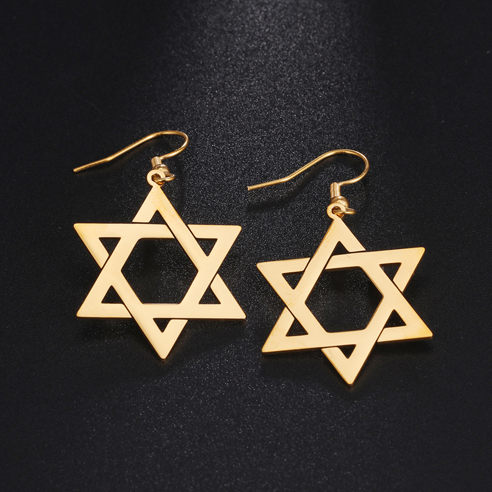 Boucles d’oreilles Magen David creuses dorées