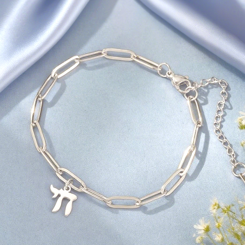 Bracelet Chai à maillons argentés