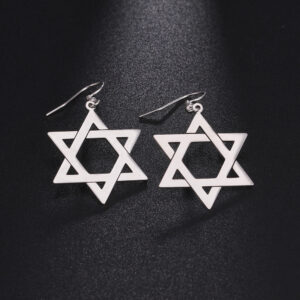 Boucles d’oreilles Magen David creuses argentées