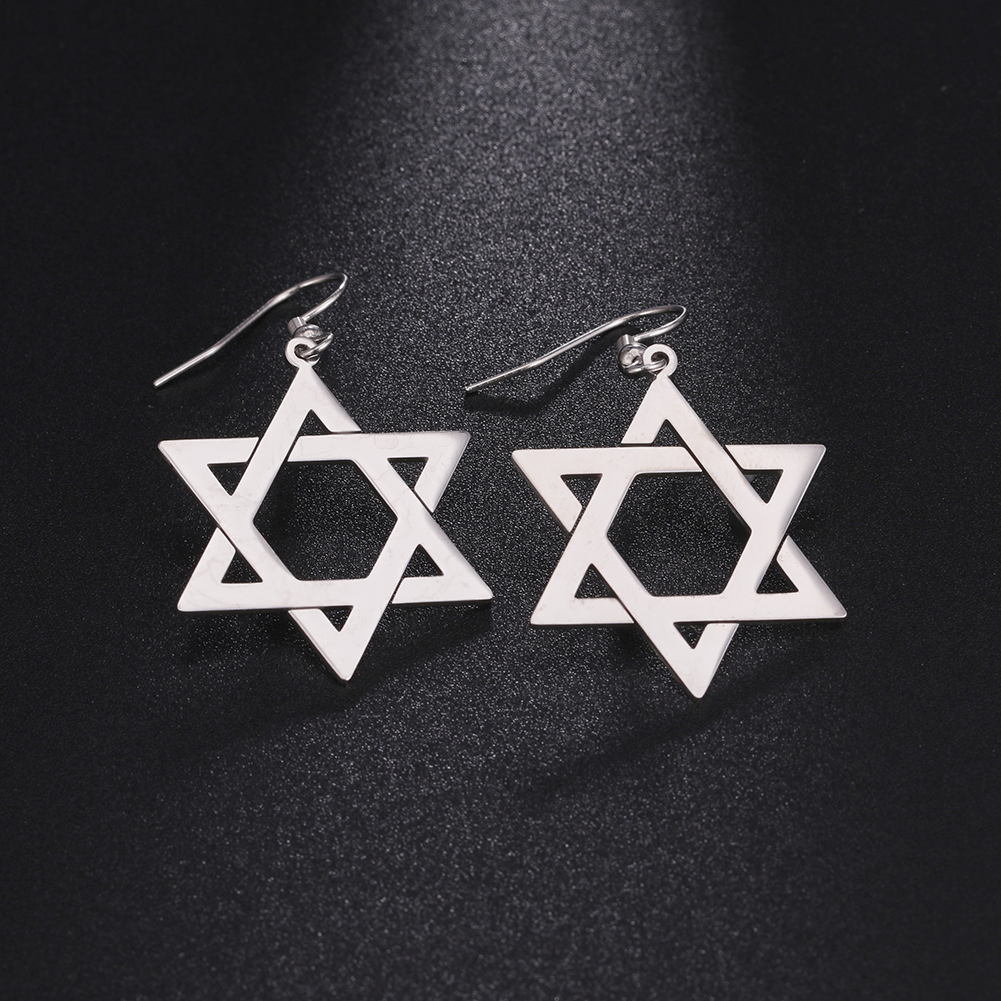 Boucles d’oreilles Magen David creuses argentées