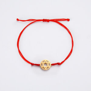 Bracelet cordon rouge Magen David doré