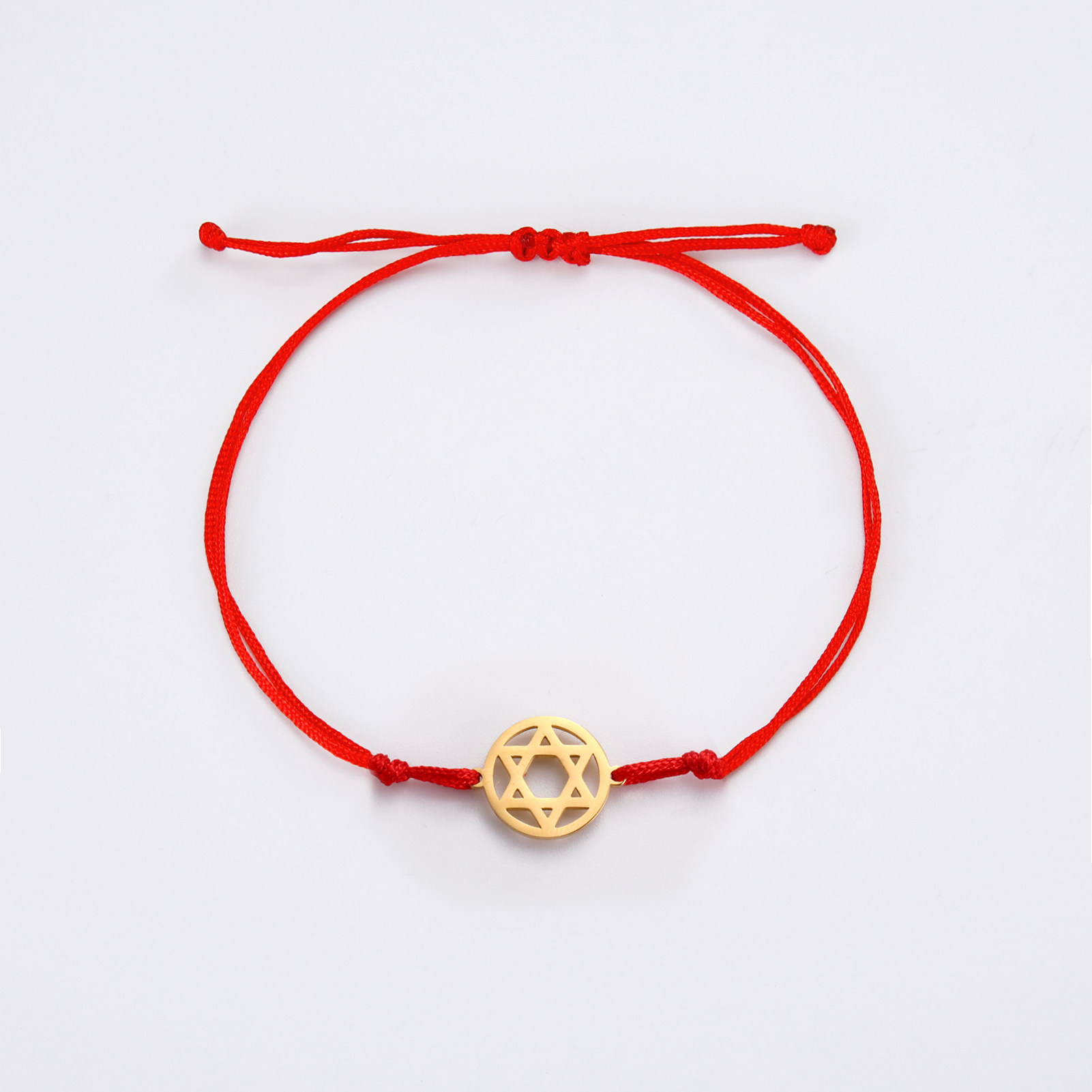 Bracelet cordon rouge Magen David doré
