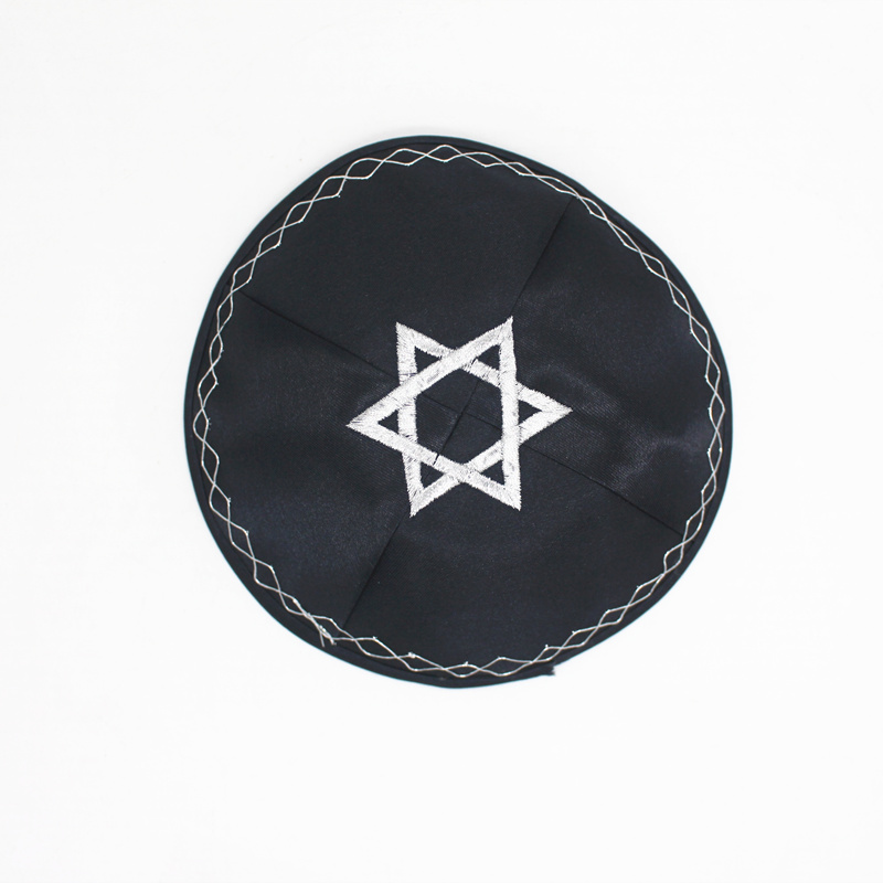 Kippa noire Étoile de David brodée – Image 3