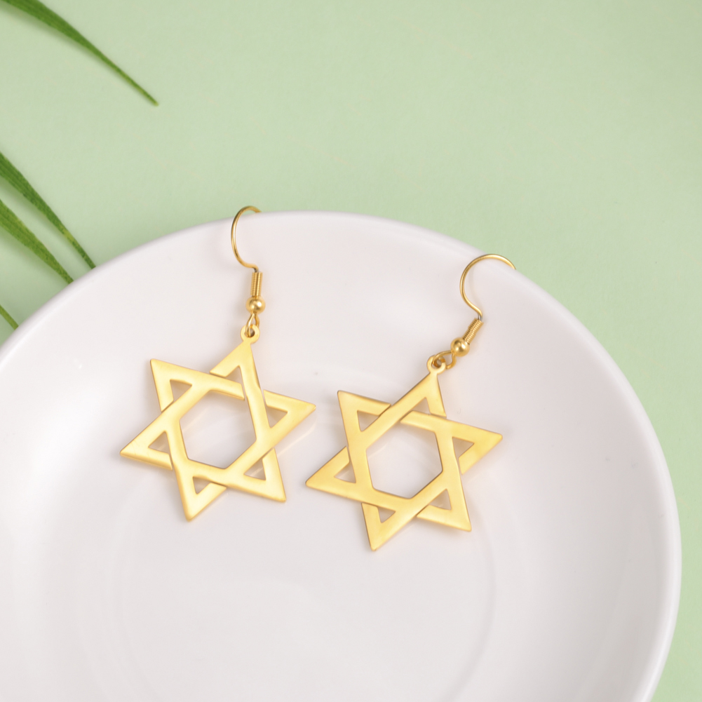 Boucles d’oreilles Magen David creuses dorées