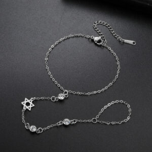 Bracelet-bague Magen David argenté