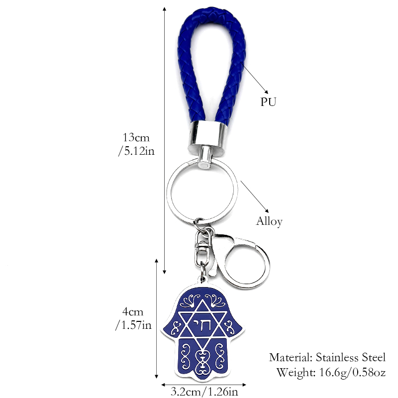 Porte-clés Hamsa bleu Magen David