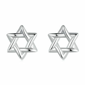 Boucles d’oreilles puces Magen David en argent sterling 925