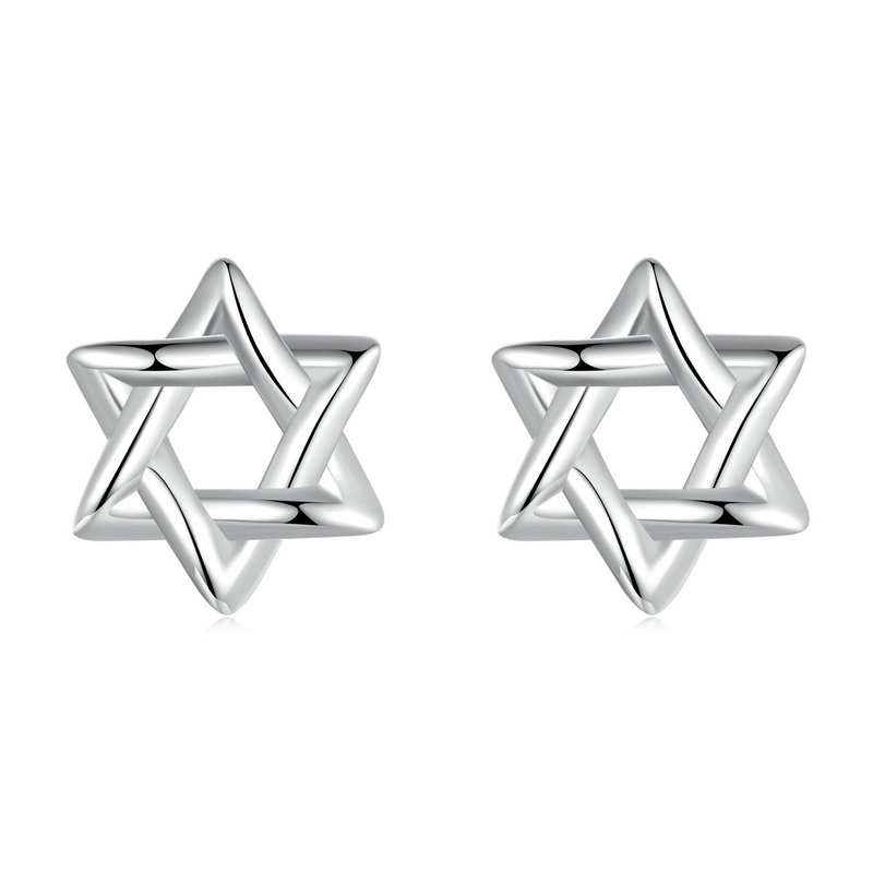 Boucles d’oreilles puces Magen David en argent sterling 925
