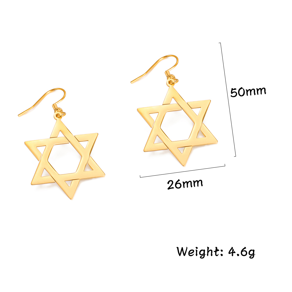 Boucles d’oreilles Magen David creuses dorées
