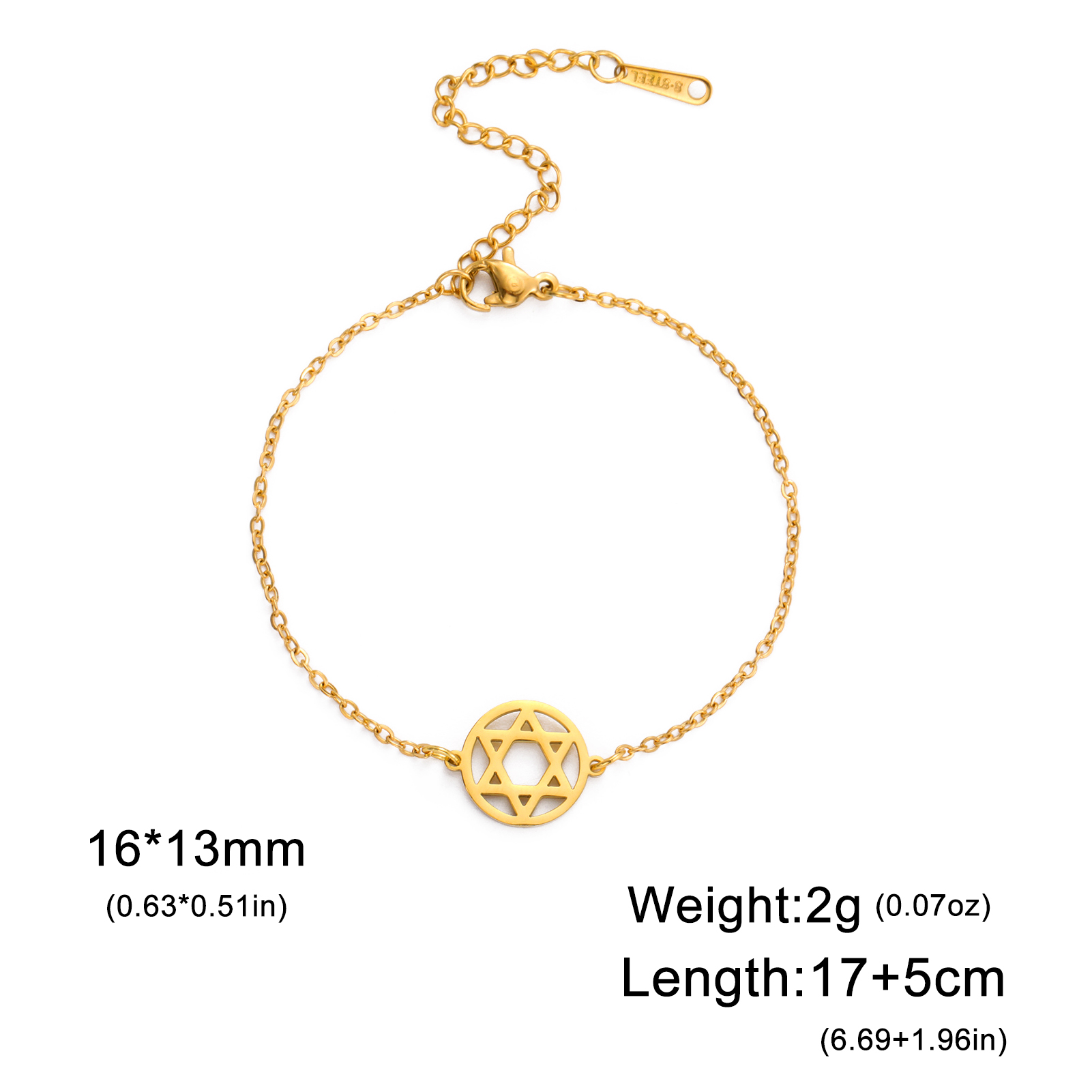 Bracelet cordon rouge Magen David doré