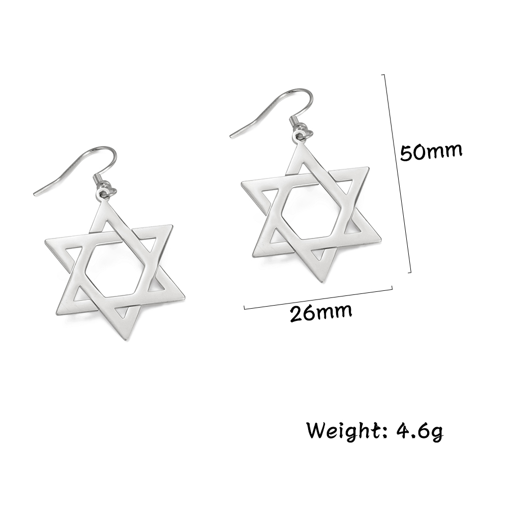 Boucles d’oreilles Magen David creuses argentées
