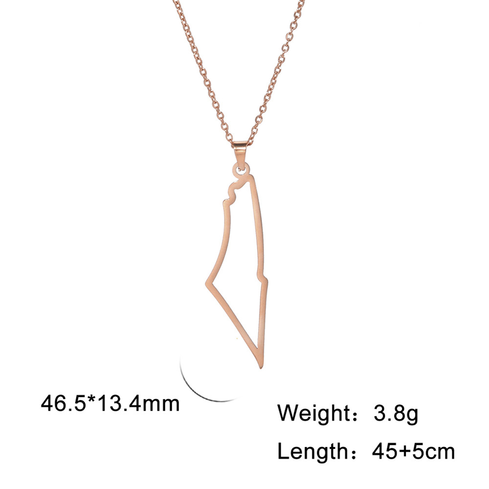 Dimensions du pendentif carte d’Israël finition or rose