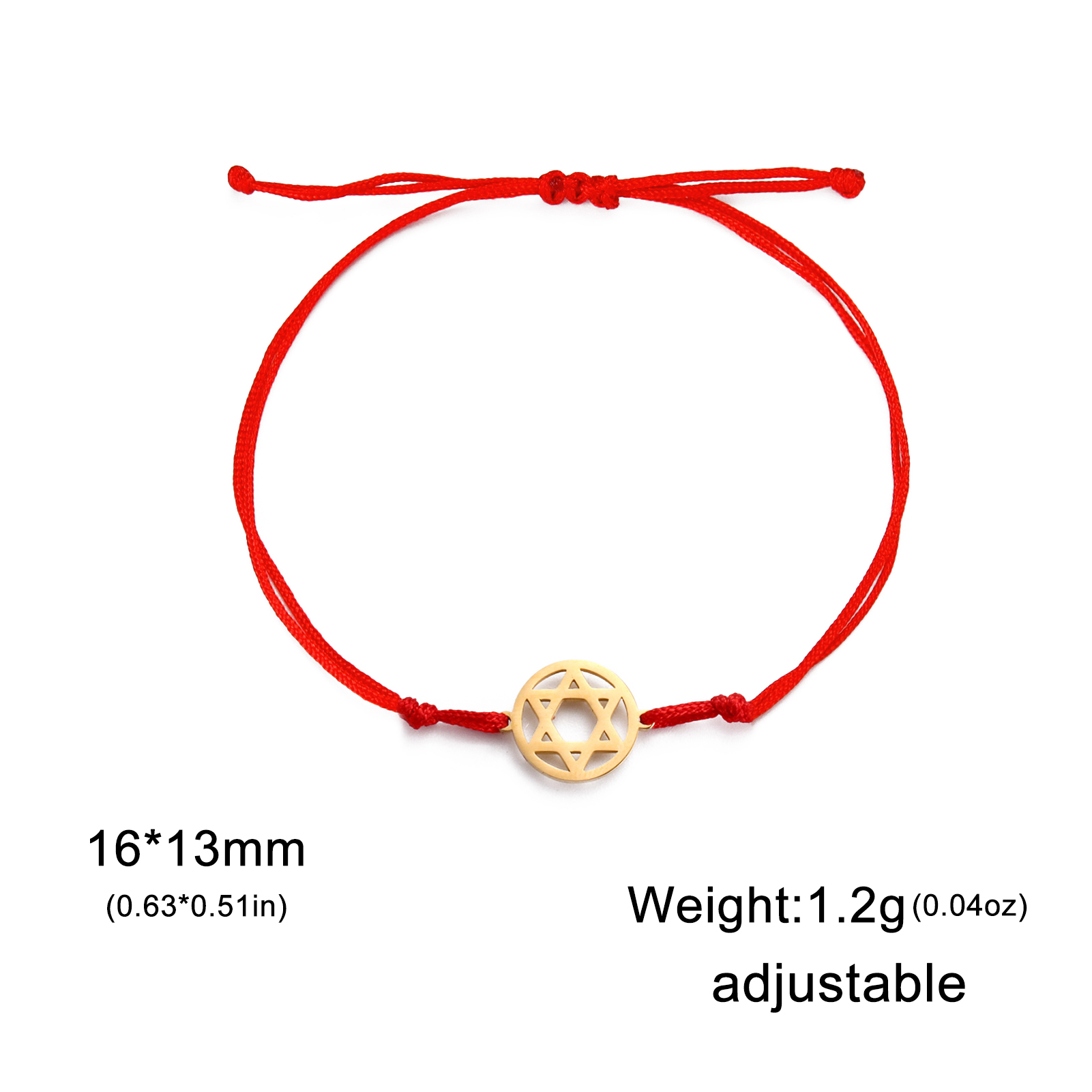 Bracelet cordon rouge Magen David doré