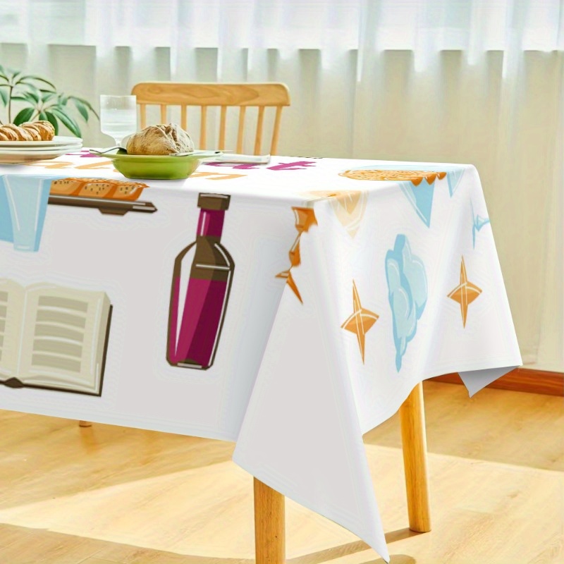 Nappe Shabbat Shalom décorée de symboles de table