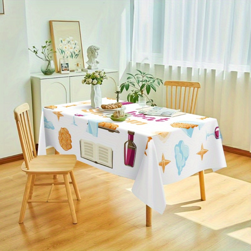 Nappe Shabbat Shalom décorée de symboles de table