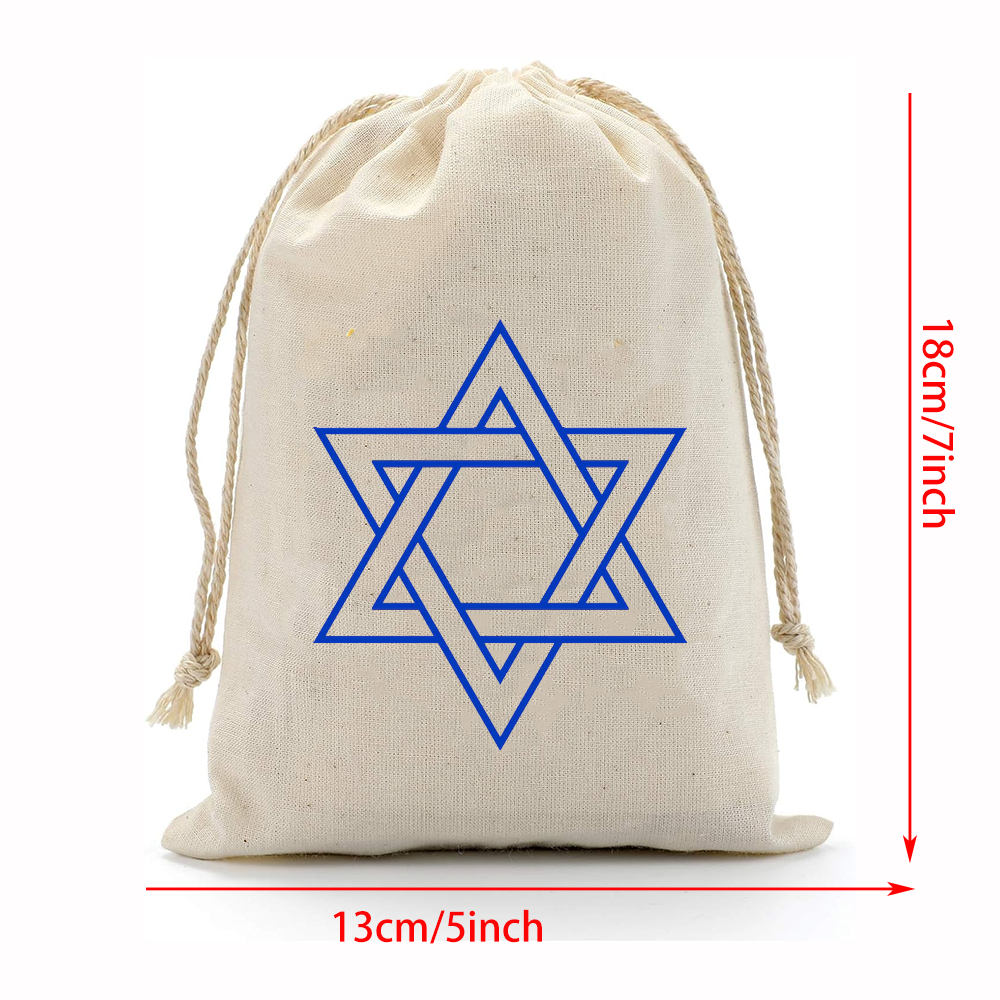 Pochons cadeaux Étoile de David contour bleu – lot de 4